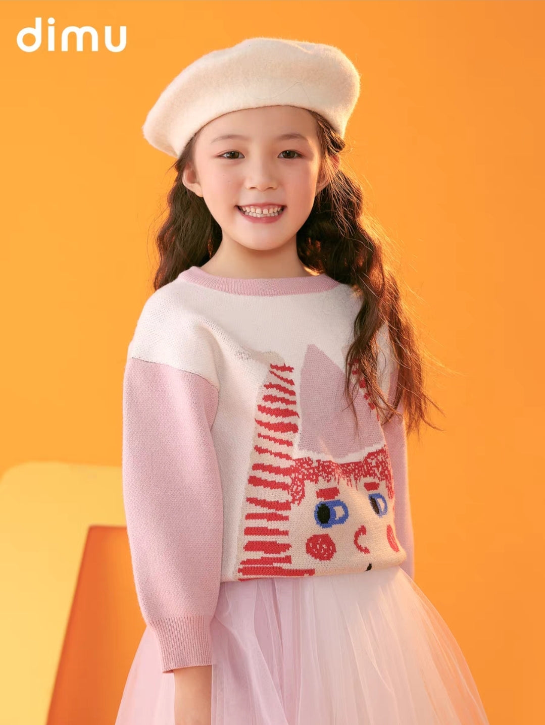 Girls' pullover colored knitwear